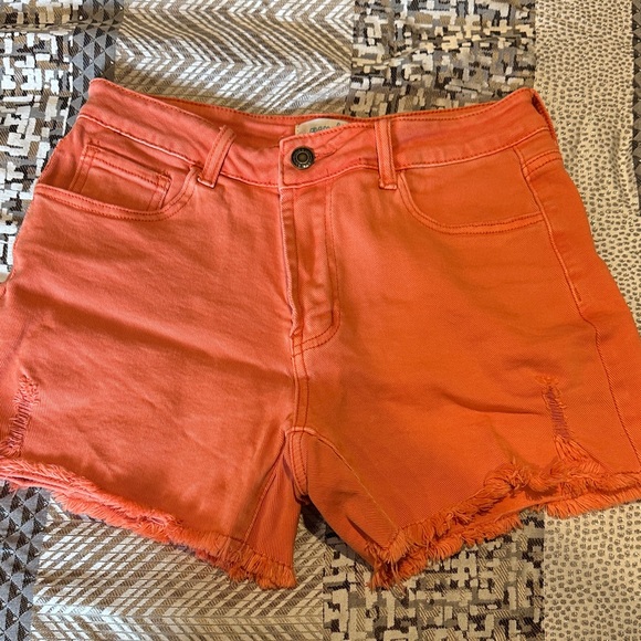 Grace & Lace Vibrant Coral Jean Shorts - Picture 5 of 8
